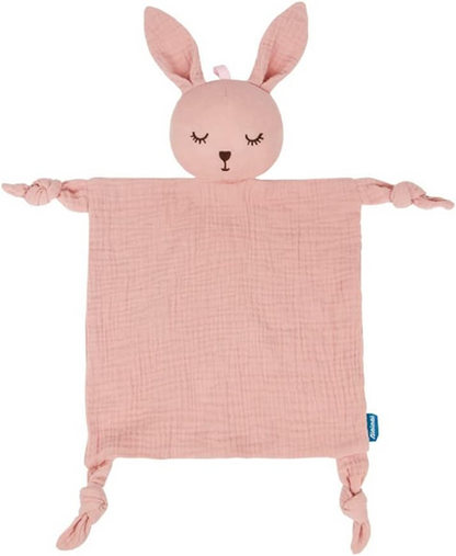 AMARI doudou en coton + bavoir + anneau de dentition en bois LAPIN 22 x 22 cm