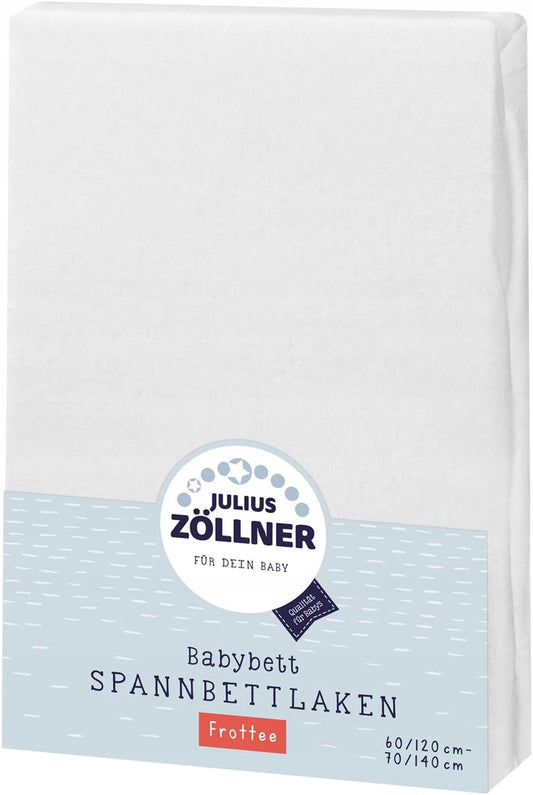 JULIUS ZOLLNER prześcieradło z gumką 60x120 / 70x140 miękkie frotte dla niemowląt, oddychające i chłonne