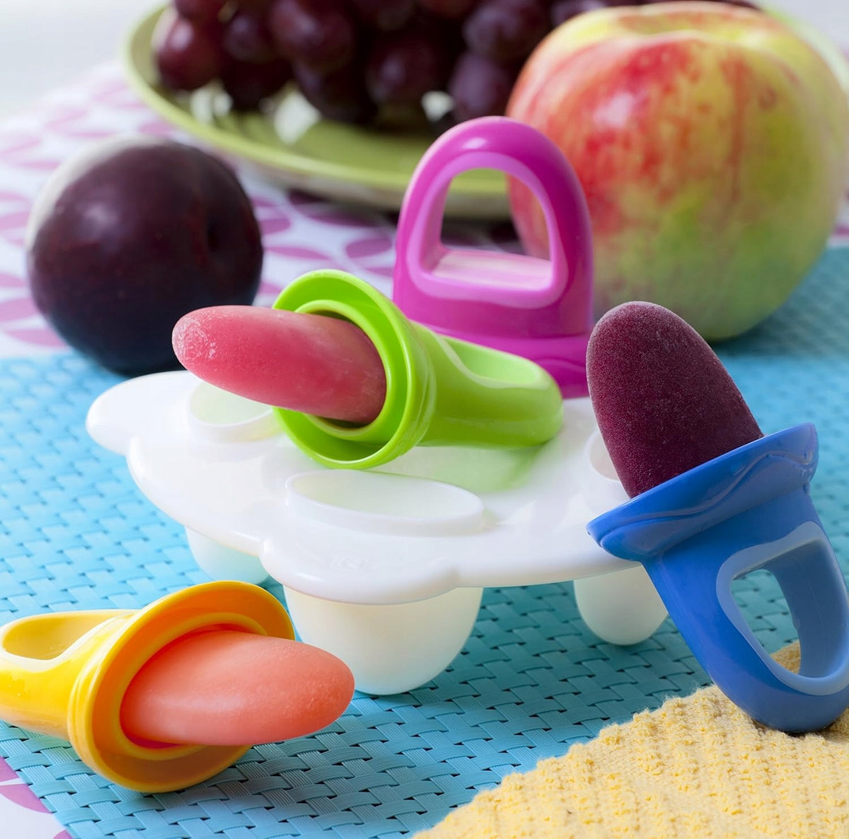 NUBY foremki do lodów w kształcie smoczka 6m+ bez BPA, kolorowe foremki do domowych lodów dla dzieci