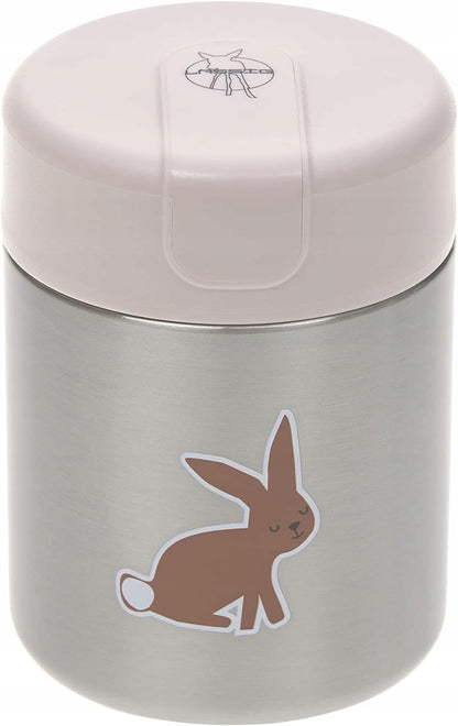 LASSIG Food Jar TERMOS OBIADOWY stal nierdzewna 315 ml różowy z motywem królika