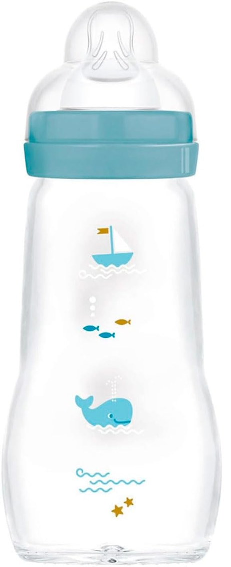 MAM Feel Good Glasflasche 260 ml, Sauger 1, langsamer Durchfluss, 0+