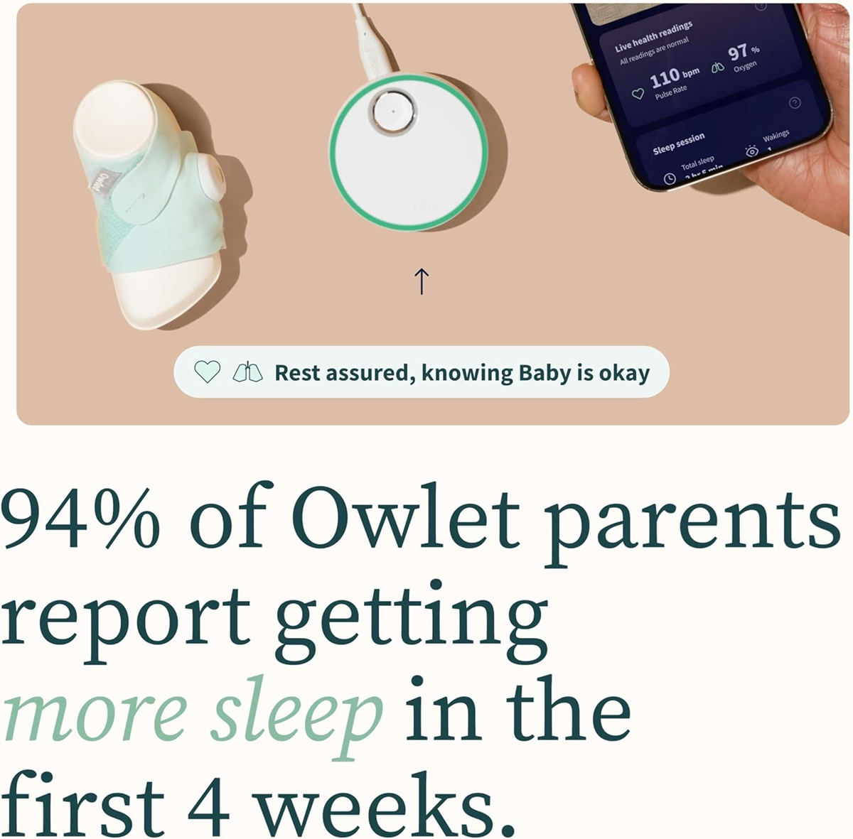 OWLET DREAM SOCK pulsmåler og iltmåler 2-i-1 til babyer 0-18 mdr