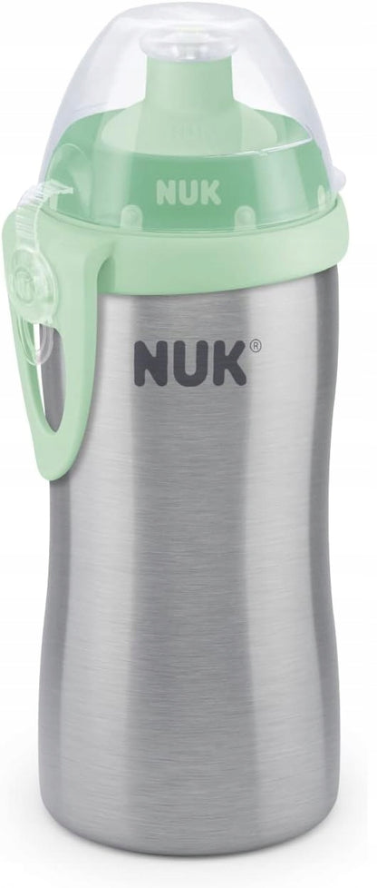 NUK Junior Cup BUTELKA STAL NIERDZEWNA ustnik push-pull 215 ml, zielona butelka dla dzieci 18 m+