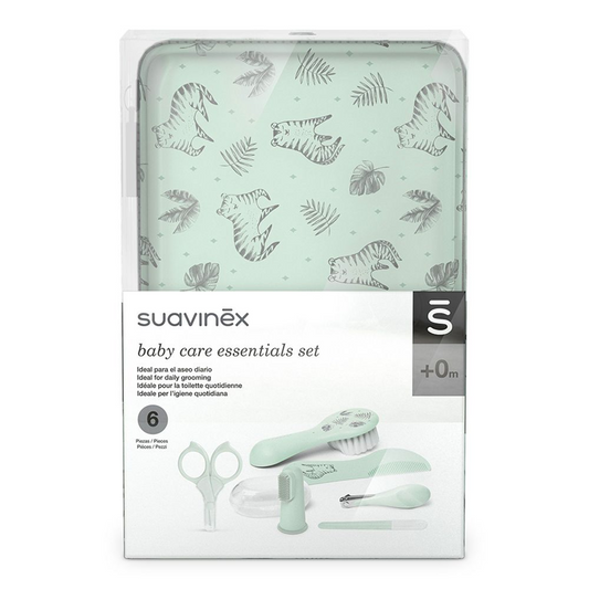 SUAVINEX zestaw do pielęgnacji dziecka 6 elementów + etui TYGRYS