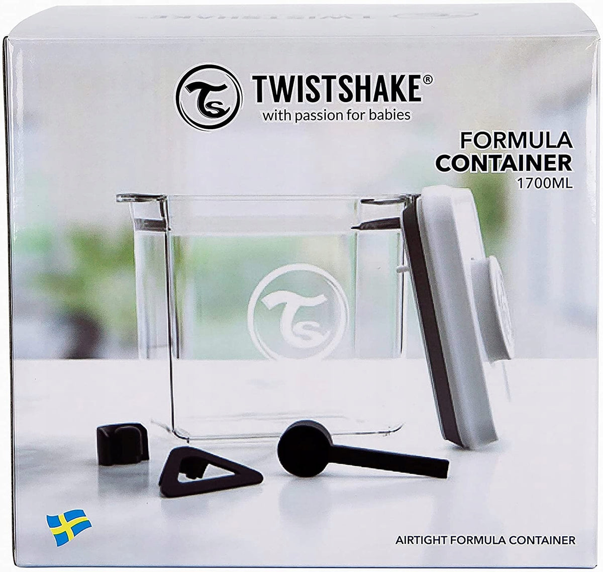 TWISTSHAKE pojemnik na mleko 1700ml hermetyczny, biały pojemnik na mleko modyfikowane, BPA free