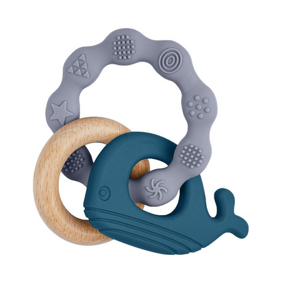 VICLOON anneau de dentition en bois et silicone BALEINE