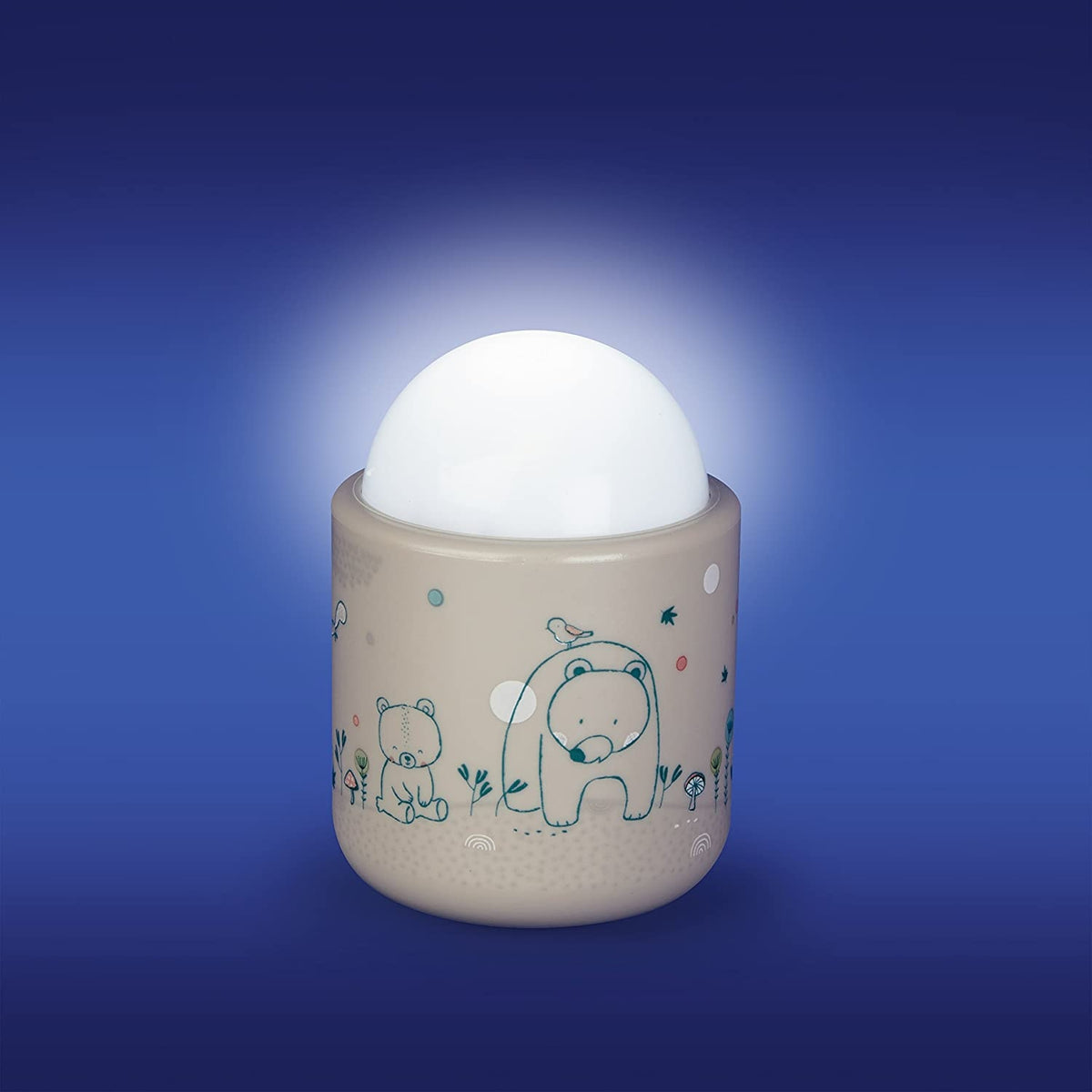 PABOBO Nomade bezprzewodowa lampka nocna 8x5 cm, beżowa przenośna lampka LED dla dziecka z motywem misia