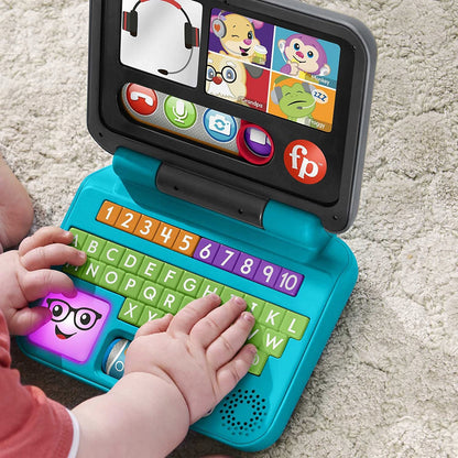FISHER-PRICE laptop interaktywny J.NIEMIECKI 6m+ z kolorowymi klawiszami i światełkami dla malucha