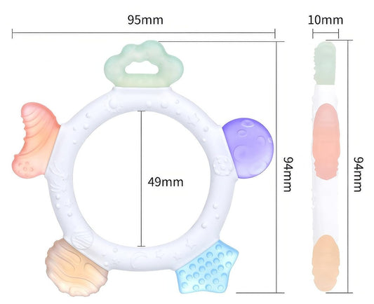 AKOLIK ultra miękki silikonowy gryzak masujący 9,5 cm 3 m+