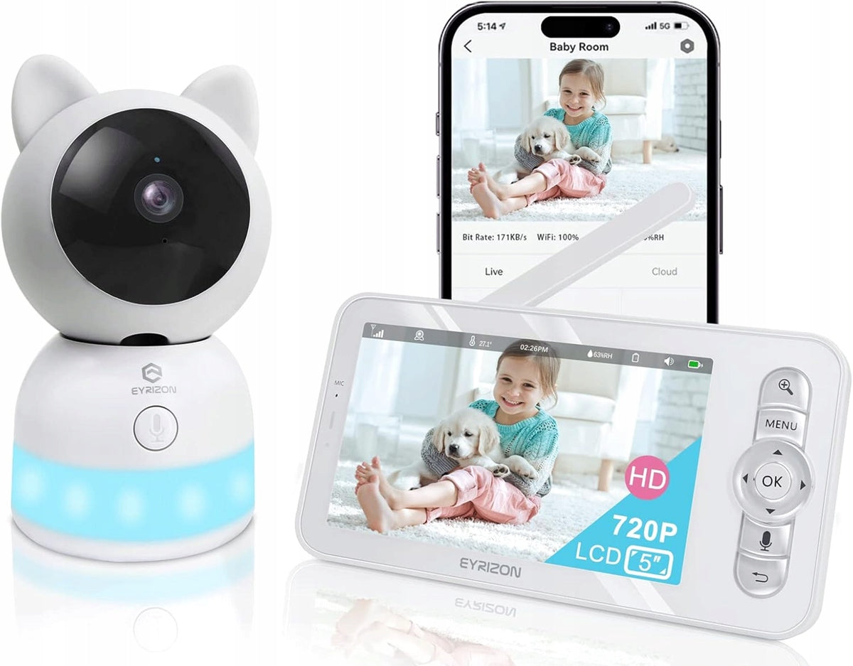 EYRIZON babyphone électronique télécommandé 5" 2K HD + application