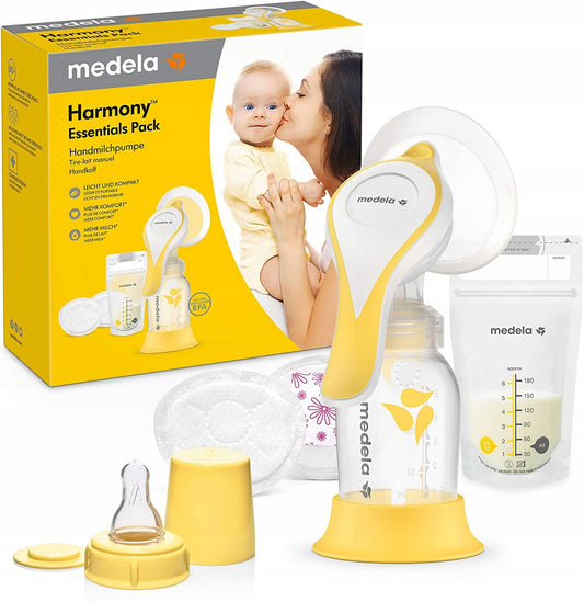MEDELA Harmony laktator ręczny zestaw Essentials z butelką, smoczkiem i wkładkami laktacyjnymi
