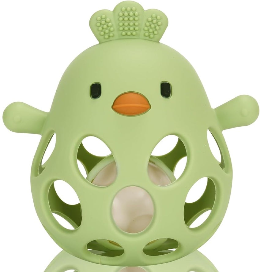 VENDITER anneau de dentition en silicone avec hochet POULET 11 x 11 cm