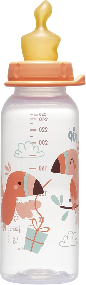 NIP butelka z lateksowym smoczkiem rozmiar M średni przepływ 240 ml