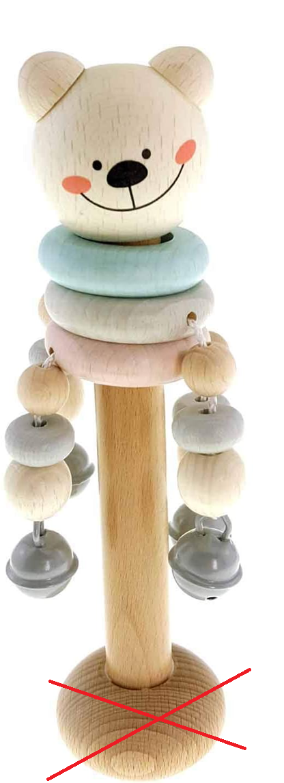 HESS hochet en bois avec clochettes 18 cm OURS