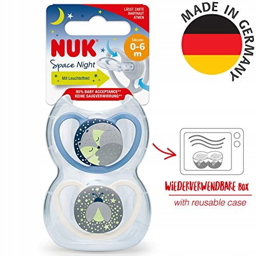 NUK Space Night smoczek uspokajający silikon x2 0-6msc +box