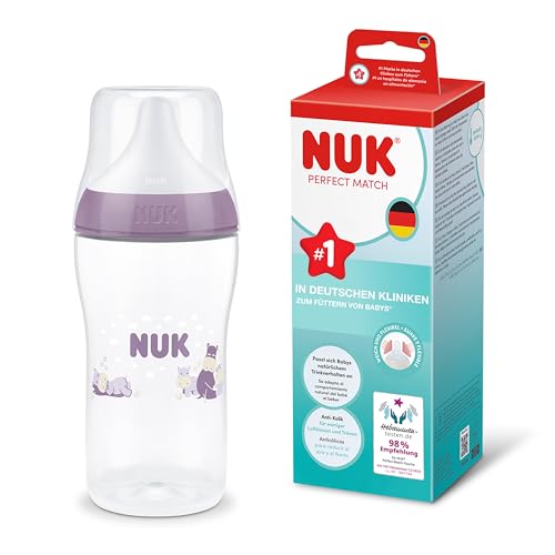 NUK Perfect Match butelka antykolkowa 260 ml 3m+ z opakowaniem, butelka dla niemowląt z systemem antykolkowym