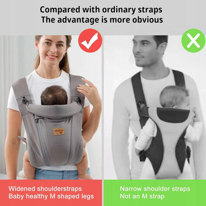 VRBABIES nosidełko ergonomiczne z szerokimi pasami na ramiona, wspiera zdrową pozycję dziecka i wygodne noszenie