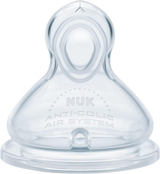 NUK First Choice smoczki do butelek 6-18 msc FLOW CONTROL, silikonowy smoczek antykolkowy BPA free