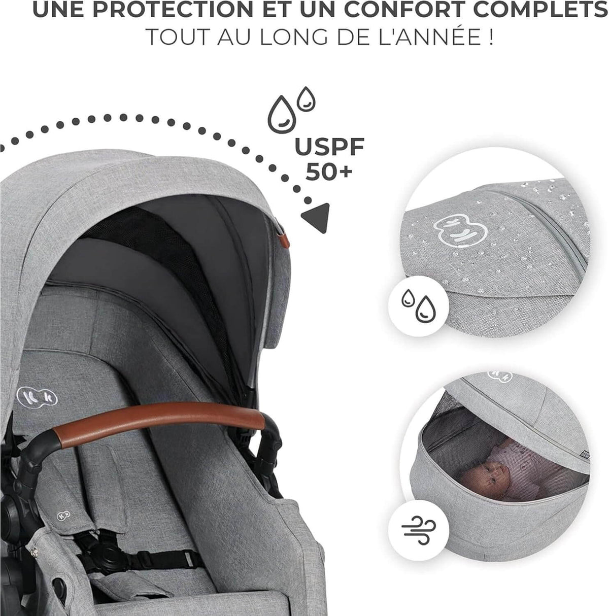 KINDERKRAFT B-TOUR 3w1 wózek wielofunkcyjny do 22kg + fotelik MINK PRO – DARK GREY – zdjęcie 6