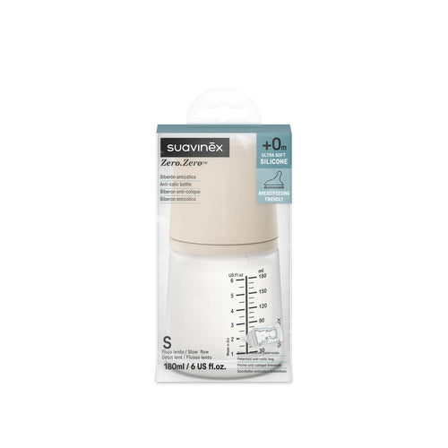 Biberon anti-coliques Suavinex Zero Zero 180 ml S Light – vue arrière et latérale