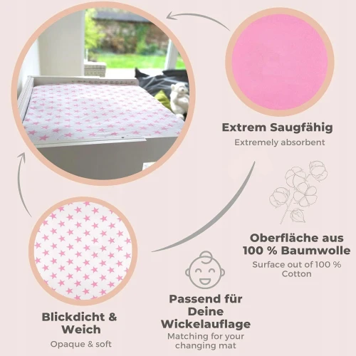 LILLY&BEN housse pour matelas à langer en éponge 50x70 x2