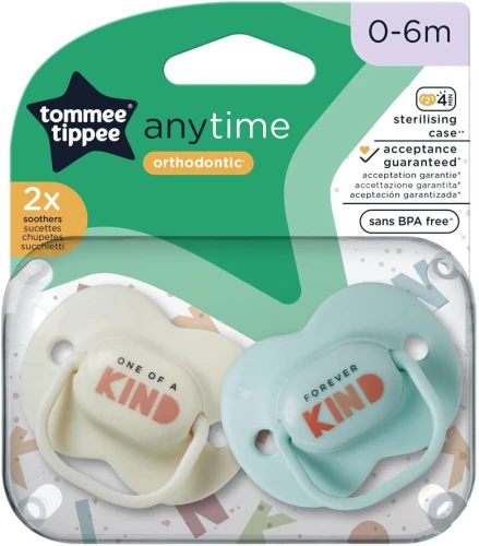 TOMMEE TIPPEE AnyTime sucettes apaisantes x2 0-6mois ORTHODONTIQUES
