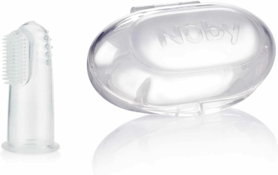 NUBY brosse à dents en silicone pour doigt + étui