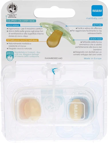 MAM ORIGINAL sucette apaisante 2-6m boîte stérilisable CAOUTCHOUC