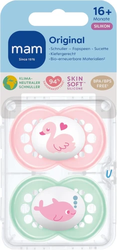 MAM ORIGINAL sucette apaisante x2 16mois+ SILICONE