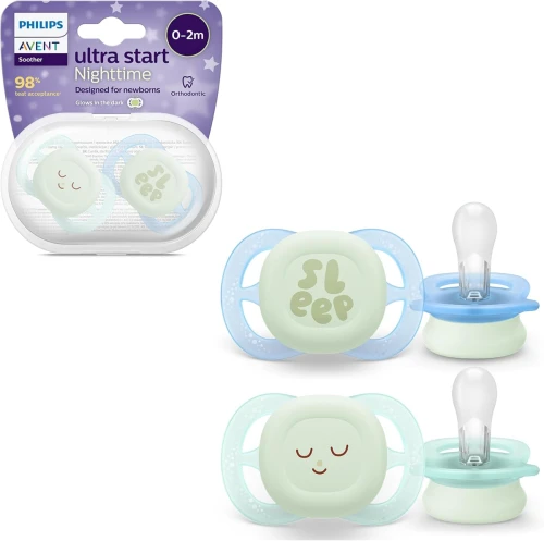 PHILIPS AVENT Ultra Start sucettes x 2 0-2mois NIGHTTIME brille dans le noir