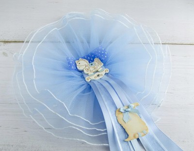 MARELI noeud de naissance pour bébé 32 cm céramique tulle satin