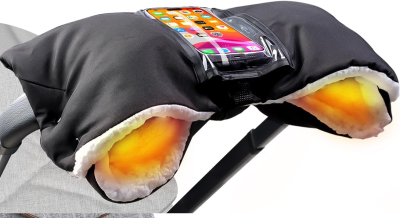 Moufles pour poussettes avec polaire et étui pour téléphone imperméable