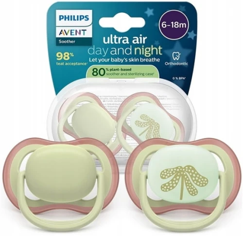 PHILIPS AVENT Ultra Air Day&Night sucettes x 2 6-18mois BRILLENT DANS LE NOIR
