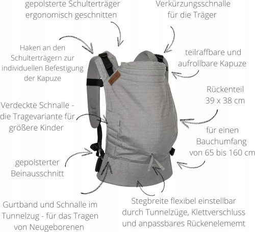 HOPPEDIZ BUCKLE 4en1 porte-bébé ergonomique 3,5-20kg