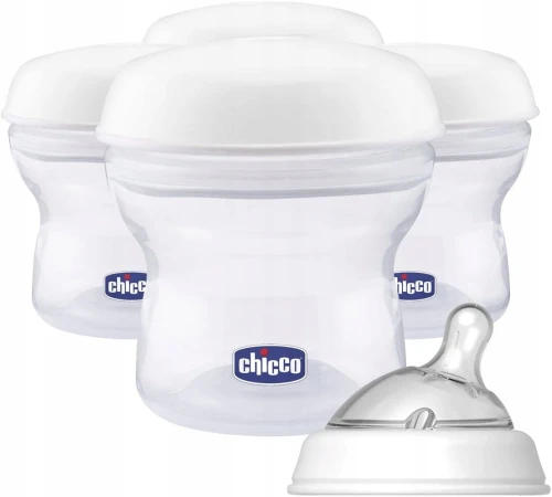 CHICCO récipients à lait 4 x 150 ml + tétine avec couvercle