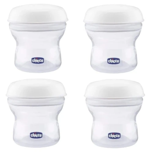 CHICCO récipients à lait 4 x 150 ml + tétine avec couvercle