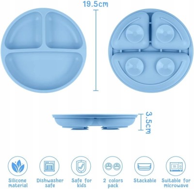 VICLOON assiette compartimentée avec ventouse x3 + cuillère x2 fourchette x2