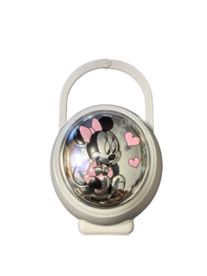 VALENTI DISNEY Minnie étui à tétine + chaîne revêtement PVD (argent)