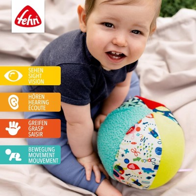 FEHN Balle en tissu colorée avec son 16cm